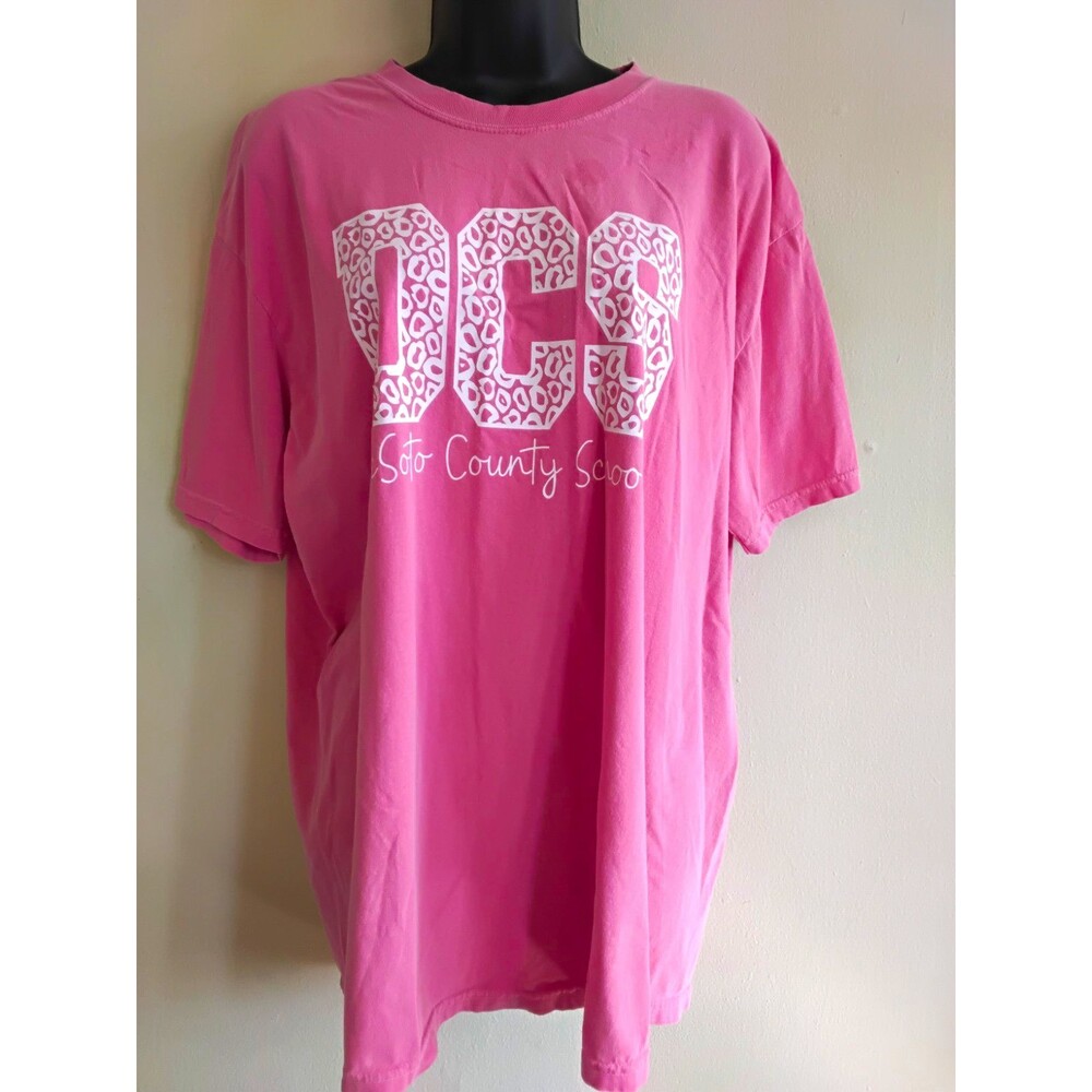 Comfort Colors Mens XL Pink DeSoto County Schools Graphic T-Shirt